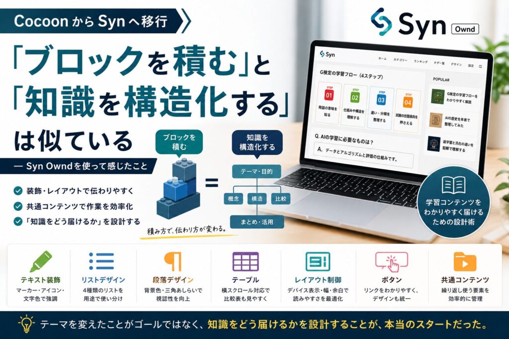 「ブロックを積む」と「知識を構造化する」は似ている ─ Syn Owndを使って感じたこと